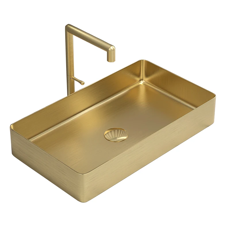 

Черное розовое золото, раковина для ванной комнаты в отеле, туалетный столик, столешница, умывальник из нержавеющей стали 304, серые современные прямоугольные раковины