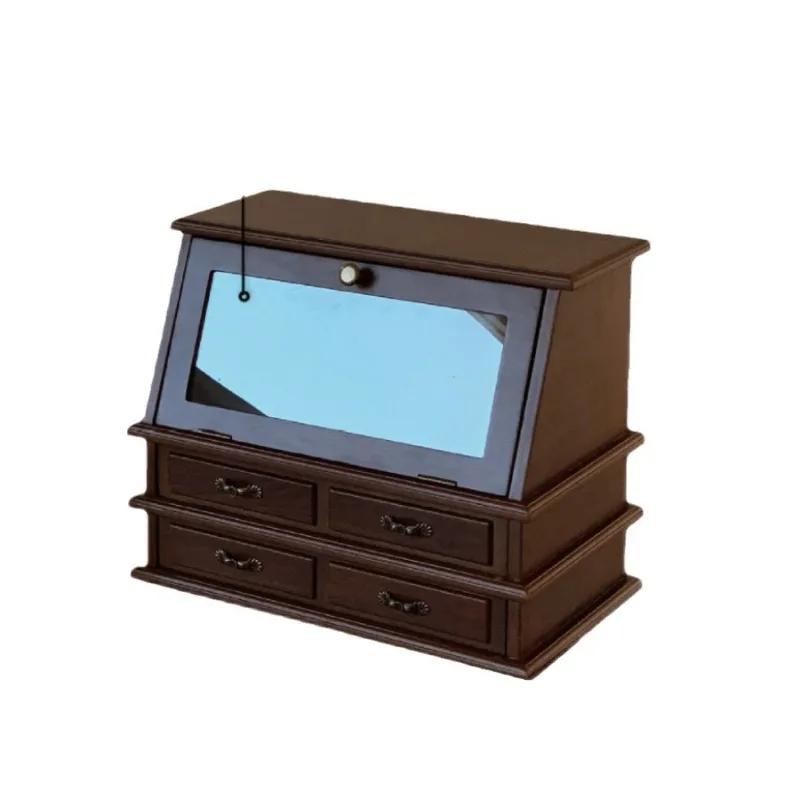 

Wooden retro jewelry box, jewelry cabinet, jewelry box, dresser, multi-layer large-capacity European storage