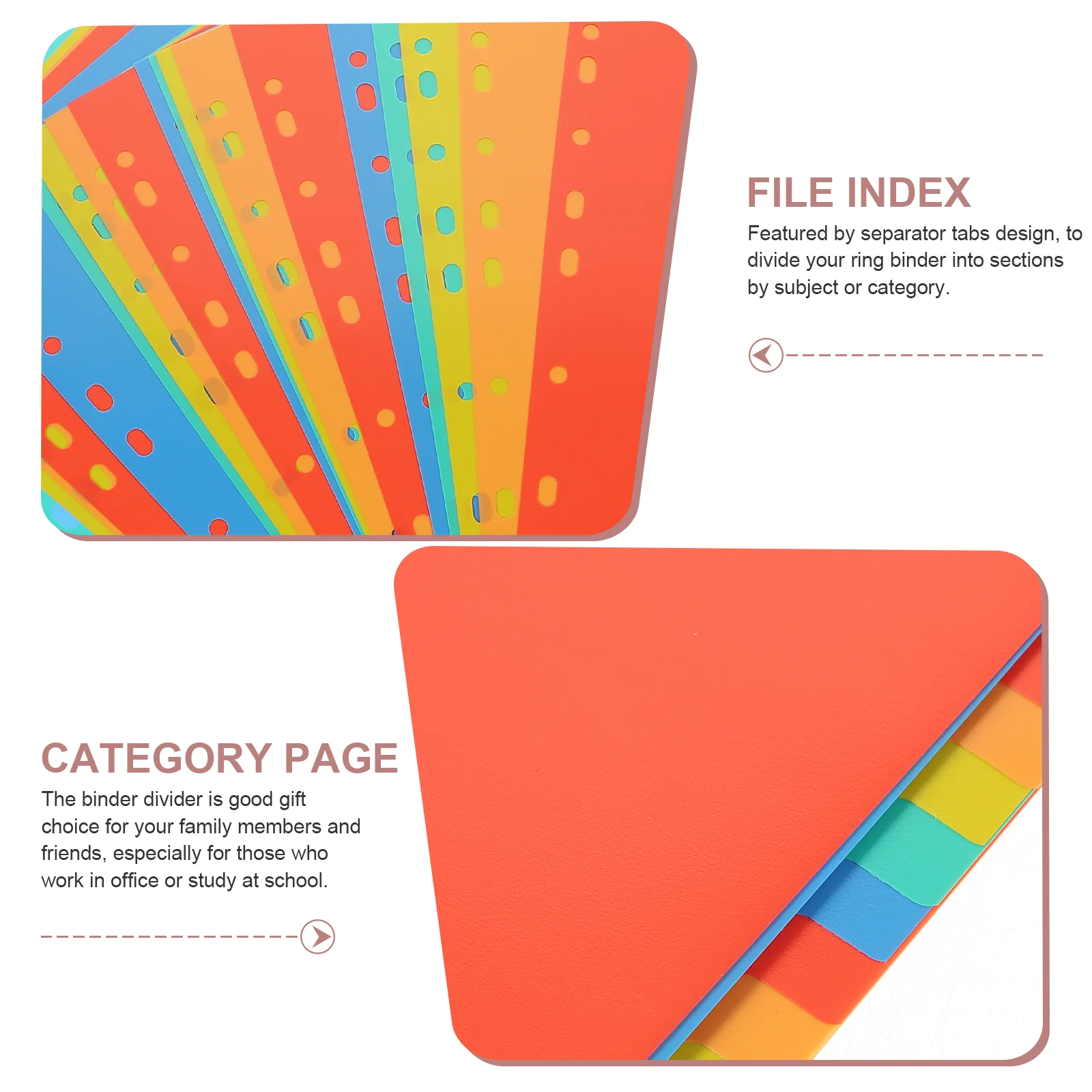 20 Sheets Organizer Binder Parts Plastic File Folder Slip Paper Dividers Page Tabs Labels