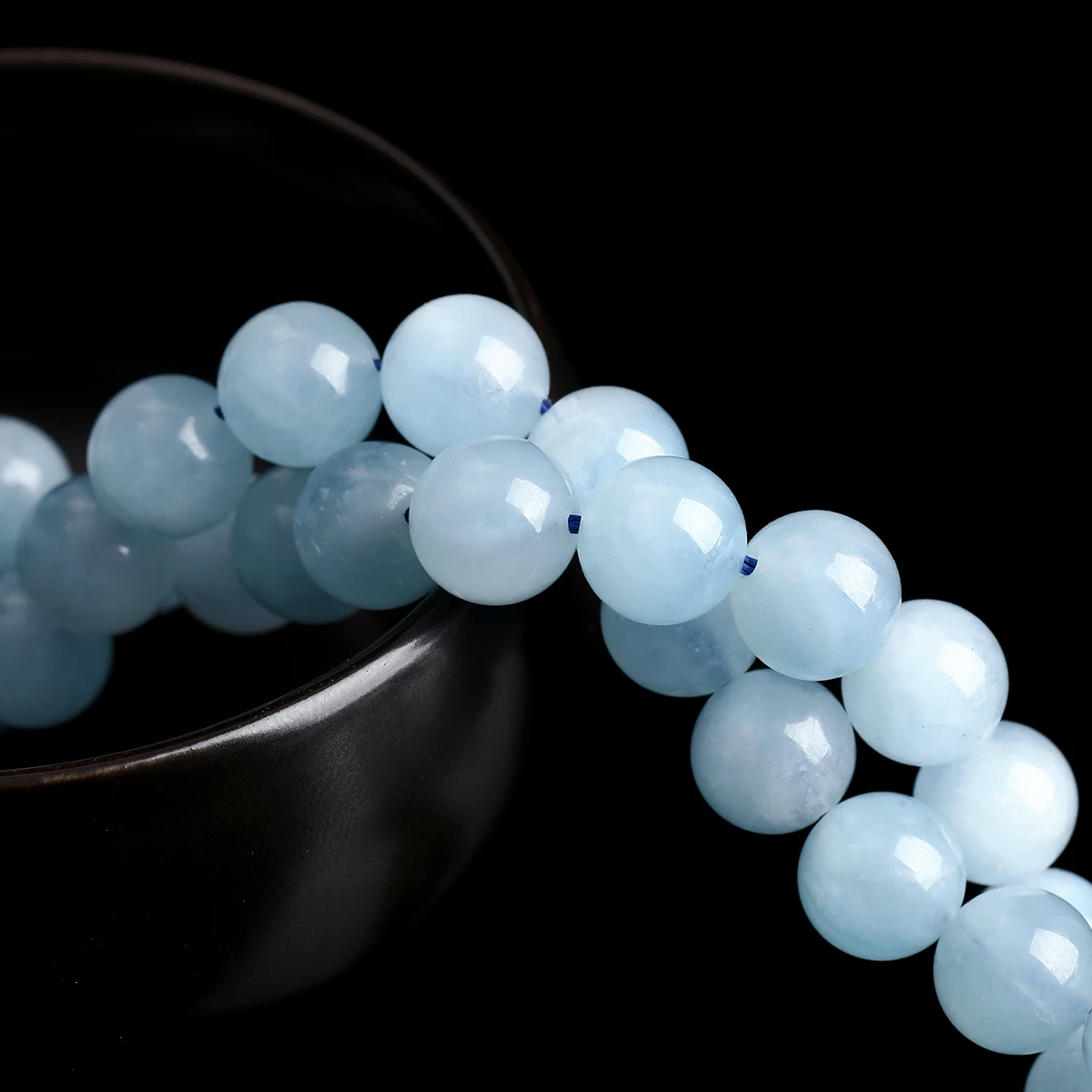7A Naturstein-Aquamarin-Perlen, runde lose Distanzperlen, blaue Beryll-Edelsteine für die Schmuckherstellung, DIY-Armband- und Halskettenzubehör – Detail 3
