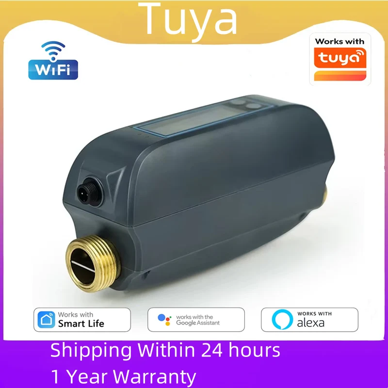 Tuya WiFi Smart Water Valve Flow Meter Real Time Flow Monitoring Remote Control Backup Battery Unit Switch