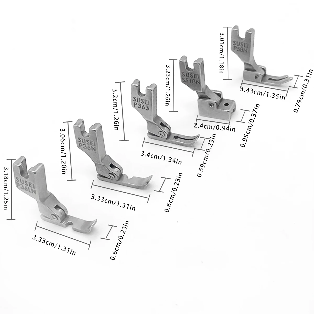 1 group of industrial sewing machine zipper presser foot set P363 P36LN P36N S518N P58n total of 5