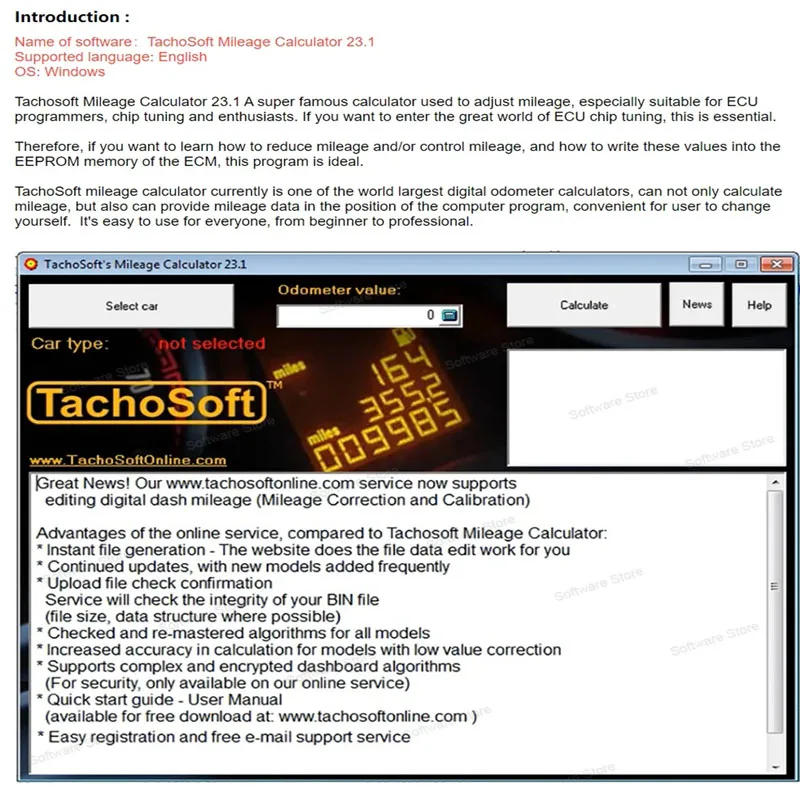 TachoSoft Mileage Calculator 23.1 TachoSoft mileage counter calculation software V23.1 with license digital odometer calculators