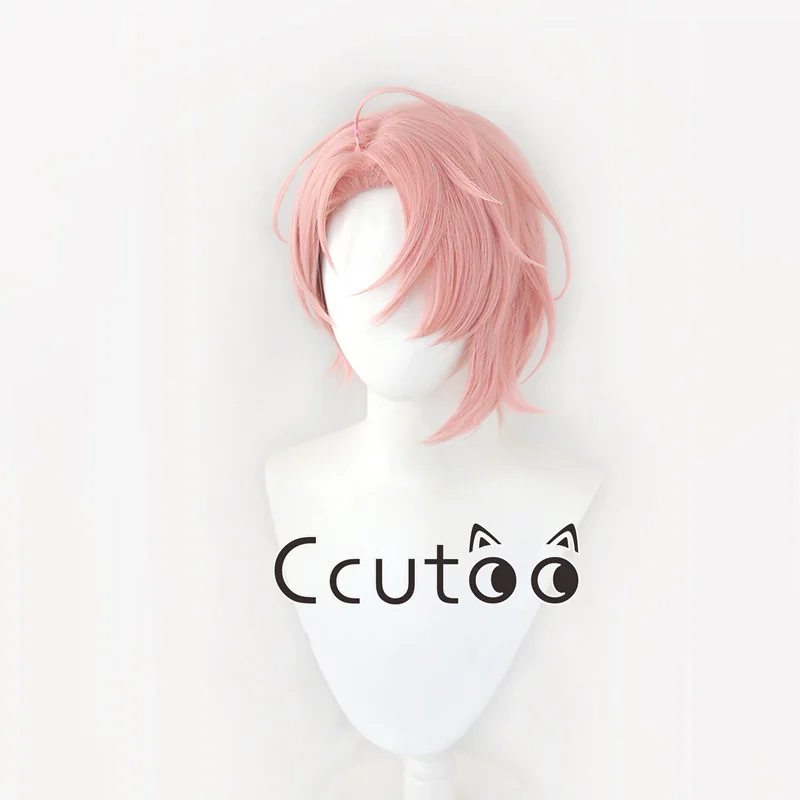 Aster Cosplay Wig Game Nu: Carnival Aster Short Pink Heat Resistant Synthetic Halloween Party Wigs Pelucas + Wig Cap