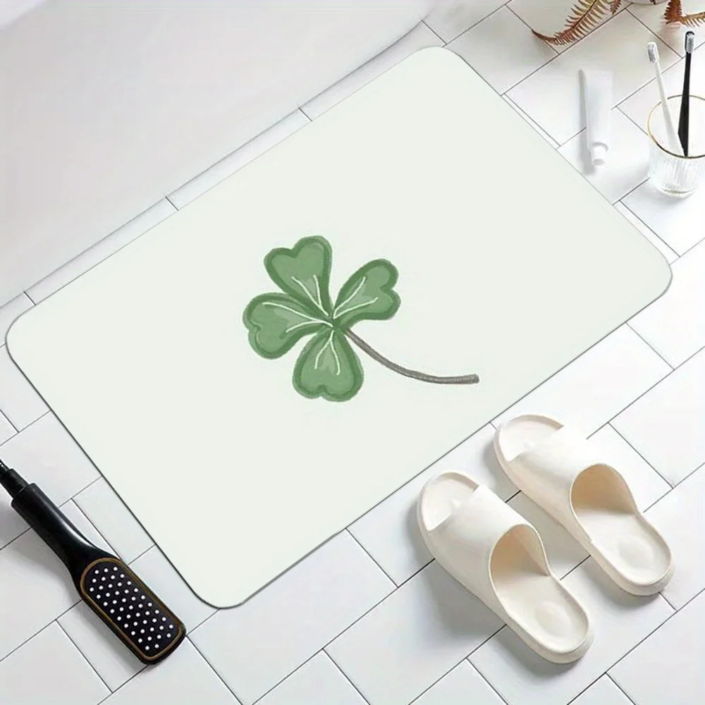 1pc Four-leaf clover pattern rug, made of polyester fabric, machine washable, suitable for bedroom and living room decoration.