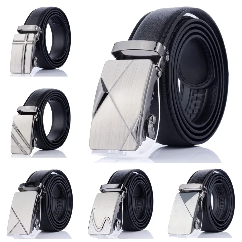 New Style 120cm Men's Belt with Automatic Buckle Luxury Casual Fashion Business High Quality Alloy Faux Leather Waistbands