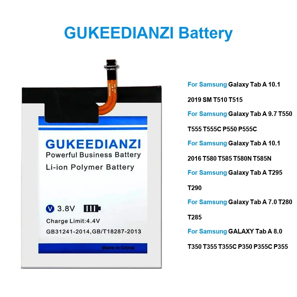 

Аккумулятор для планшетов Samsung Galaxy Tab A T290 T295 7.0 8.0 9.7 10.1 2019 2016, 4900-12000 мАч, модели EB-BT515ABU, EB-BT280ABE, EB-BT550ABE