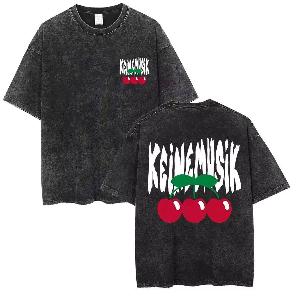 Camiseta Vintage para hombre, camiseta lavada de verano Keinemusik X Pacha de algodón de manga corta, ropa de calle para mujer, HipHop de Metal pesado alternativo