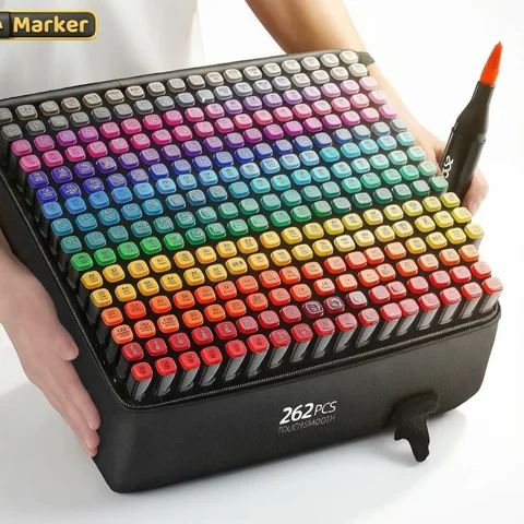 24-262 Colors Alcohol Drawing Markers Dual Tip Permanent Art Sketch Markers for Illustration School Supplied Christmas Gifts