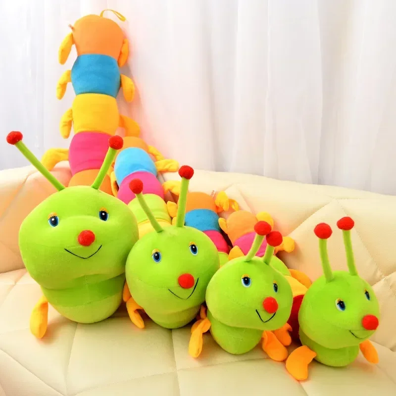 [Funny] 50~200cm Colorful catoon caterpillar plush toy doll soft comfy insect pillow cotton worm bug model sofa car cushion gift