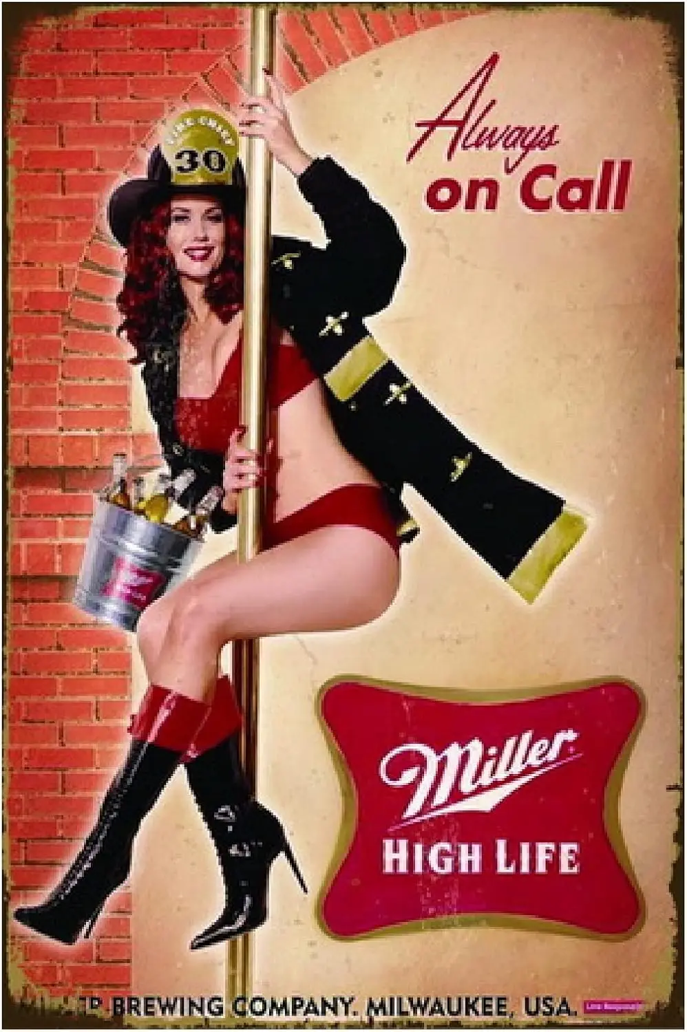 Retro Metal Tin Sign Poster Vintage Beer Girl Always on Call Decor Wall Decor for Pub Restaurants Cafe Club Plaque Man Cave Wall