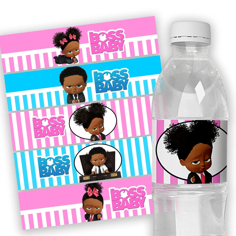 6pcs/set Boy girl black Baby Bottle Label Birthday Party Decorations Kids Water Bottle Wraps Baby Shower thanksgiving