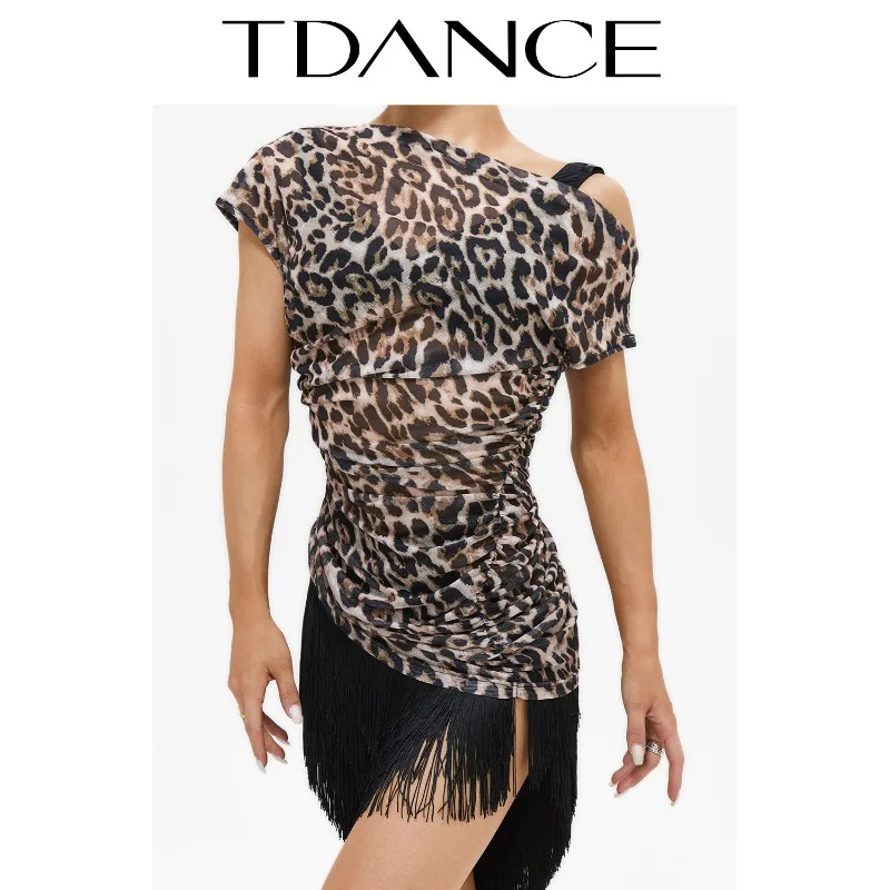 

Customized TDANCE Latin Practice Dress [Slant Shoulder Drawn Fold Over] Paired with Autumn Lightweight Teacher's Wear GL-180
