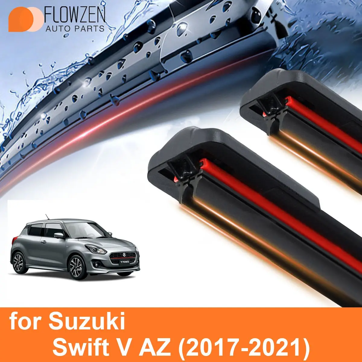 Car Windshield Wiper Blades for Suzuki Swift V AZ Double Rubber Frameless Bracketless WipersSoft Accessories 2018 2019 2020 2021