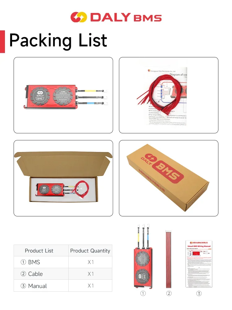 Daly Li-ion Lifepo4 BMS 3S 4S 5S 6S 7S 10S 12S 13S 14S 15S 16S 20S 24S 12V 24v 48V With Seperate Port For bateria 18650