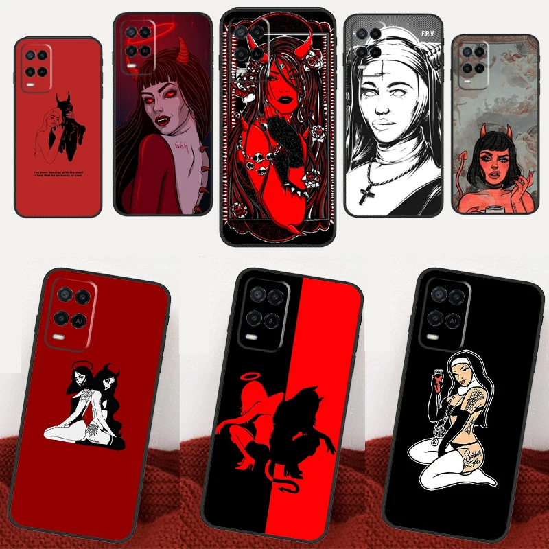 Satan Nun Devil Girl Case For OPPO A98 A78 A58 A96 A76 A16 A53S A57S A15 A5 A9 A54 A74 A94 A52 A72 A91 A17 A77