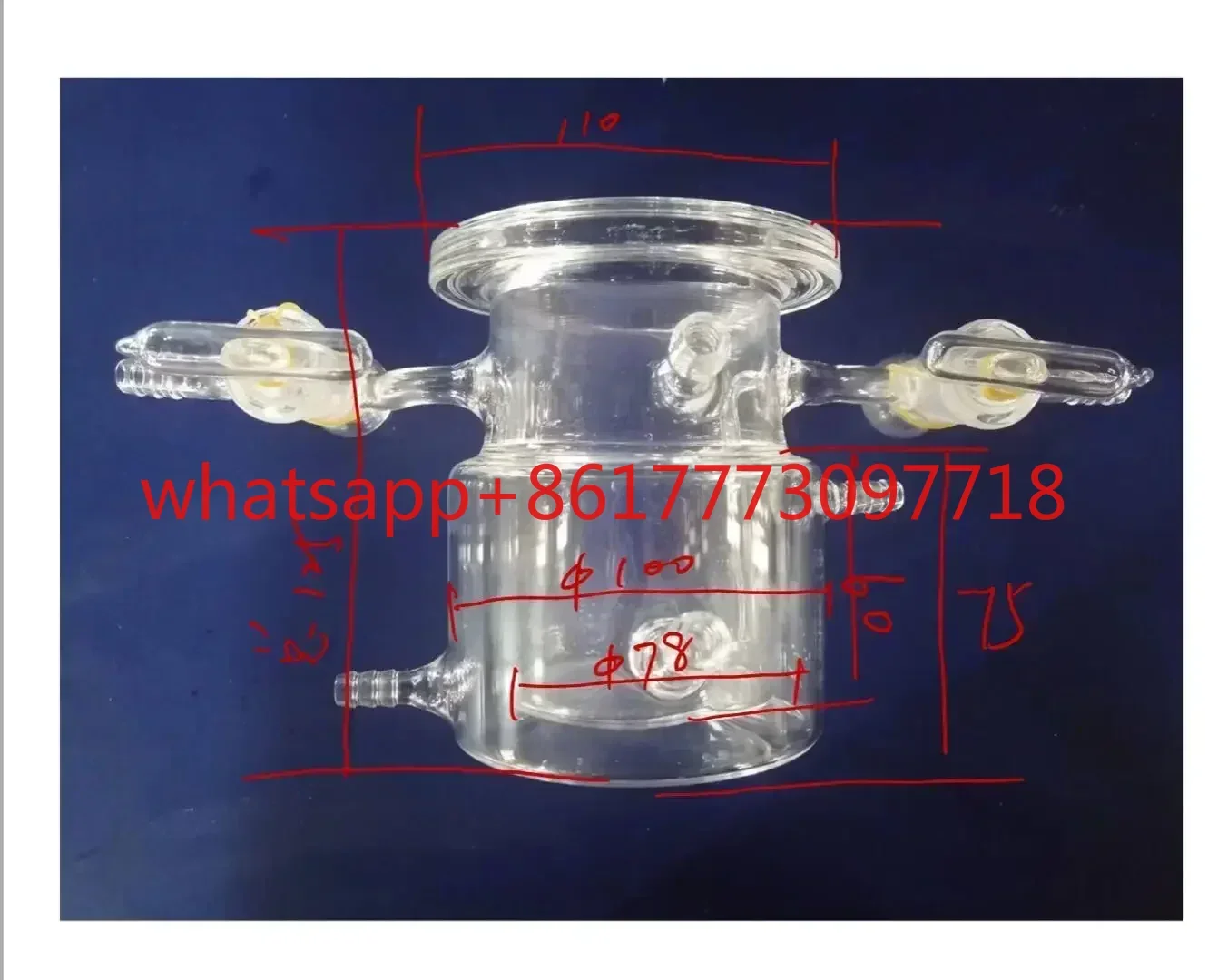 Borosilicate glass top illumination double-layer photocatalytic reactor laboratory reactor double-layer water cooling drawing