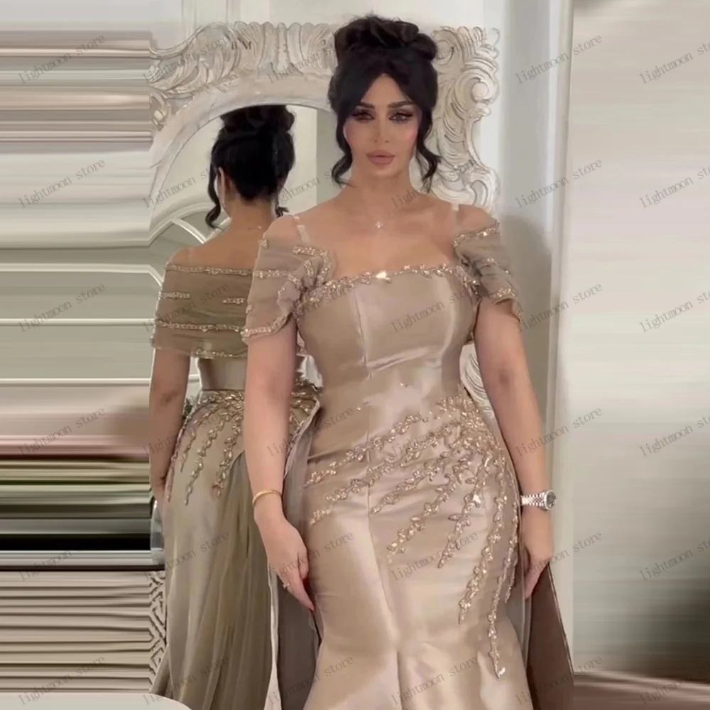 Elegante Abendkleider aus Satin mit Perlenstickerei und Applikationen, schulterfrei, elegante Ballkleider, maßgeschneiderte Vestidos De Gala 2026