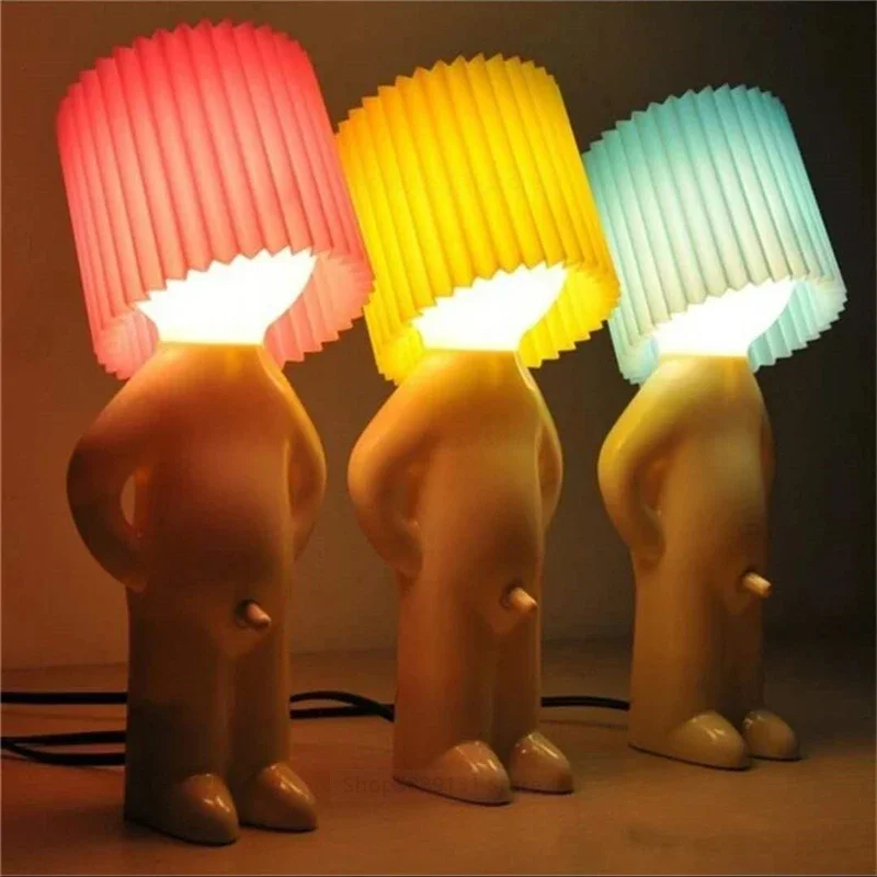 Naughty Boy Night Lights A Little Shy Man Creative Lamp Small Night Lamps Home Table Decoration Children Kids Festival Nice Gift