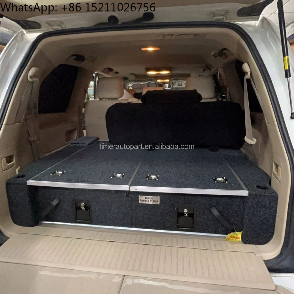 Offroad 1000mm Dual Drawers for 4wd LC100 LX470 Lockable Matel Rear 4wd Sliding Out Storage Drawer System with Fridge Slider