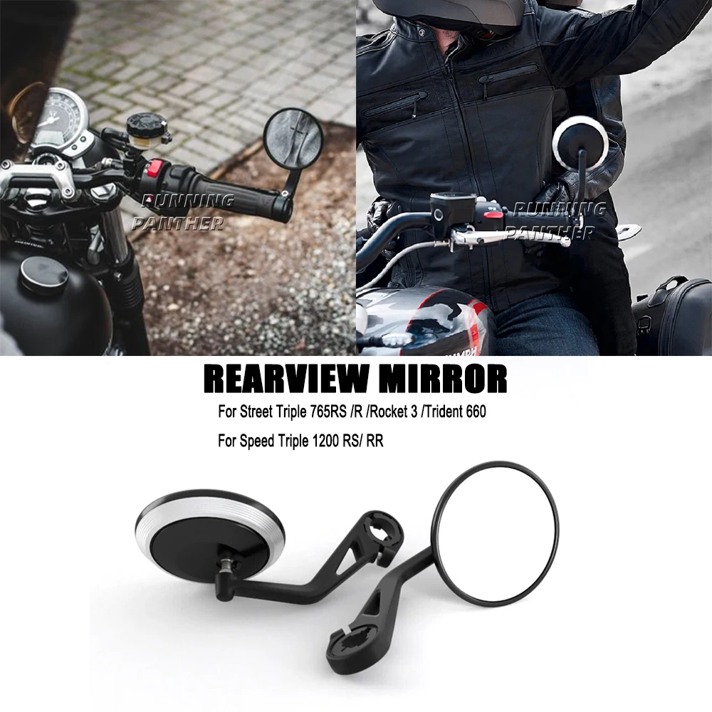 

Motorcycle CNC Handlebar Handle Bar Rearview Side Mirrors Bar End Mirror Kit For Rocket 3 Street Triple S 765 RS R 765RS 765R