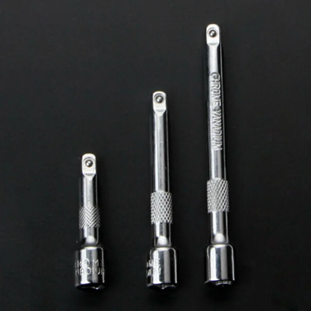 1 4inch Drive Extension Bar Power Tool Ratchet Wrench Rebuild Rod Silver Socket Supply Workshop 3pcs Chrome vanadium steel