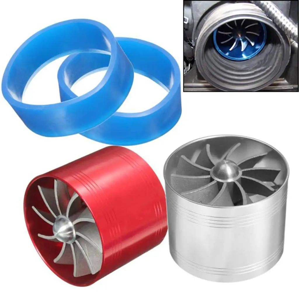 Turboes Saver Fan Air Intake Turbine Universal Car Kit with 2pcs Rubber Holders for High Performance Boost