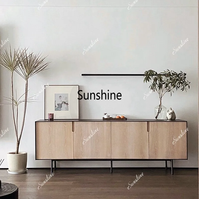 

Italian minimalist solid wood TV cabinet log storage low cabinet