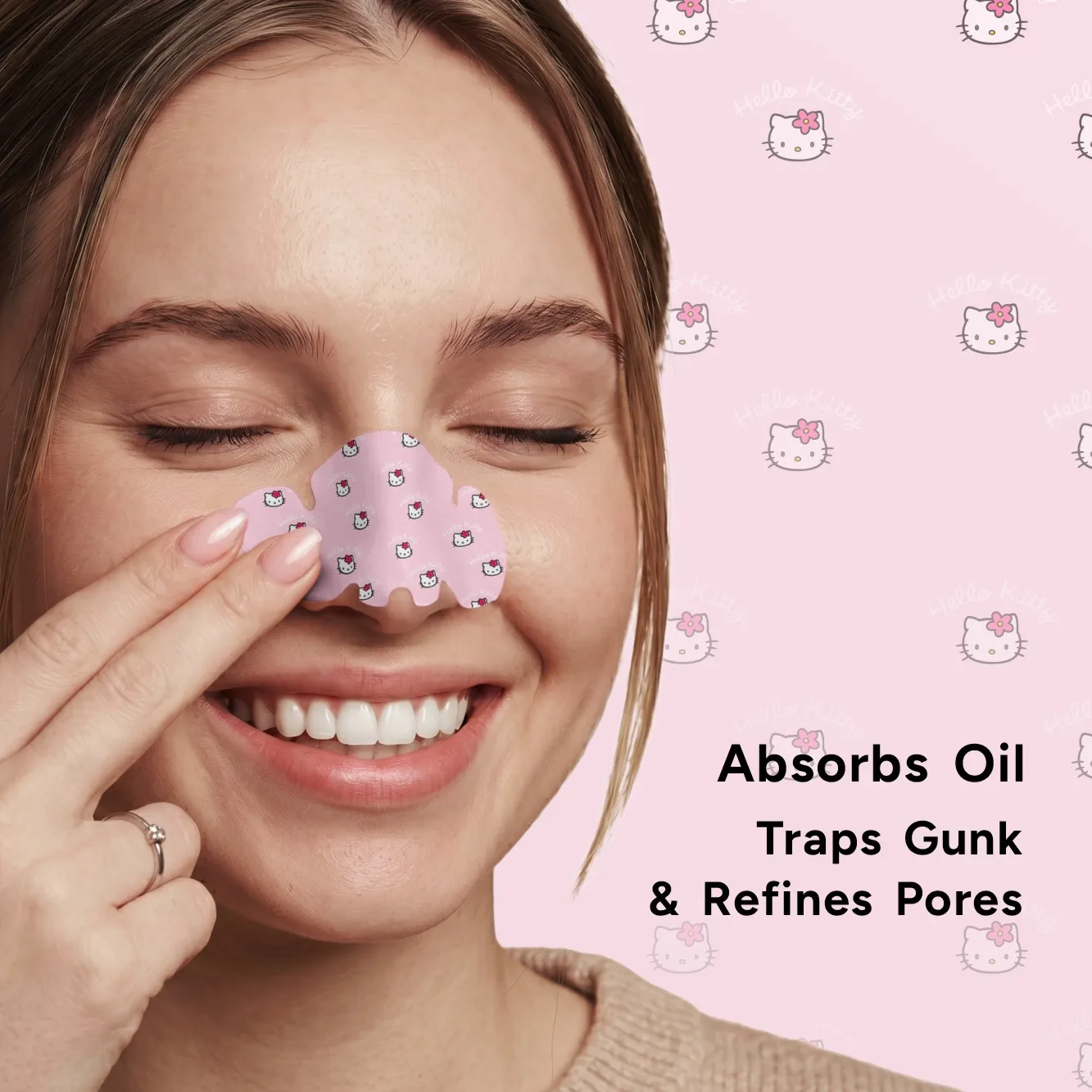 10 pieces Hello Kitty nose strips for gentle blackhead removal and pore cleansing. Cleansing and repairing in one step.