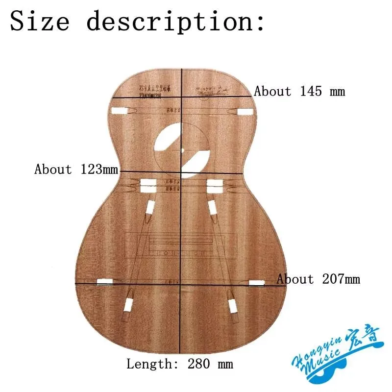 23 26 inch ukulele template small four-string guitar making mold shape sound hole sound beam position wood