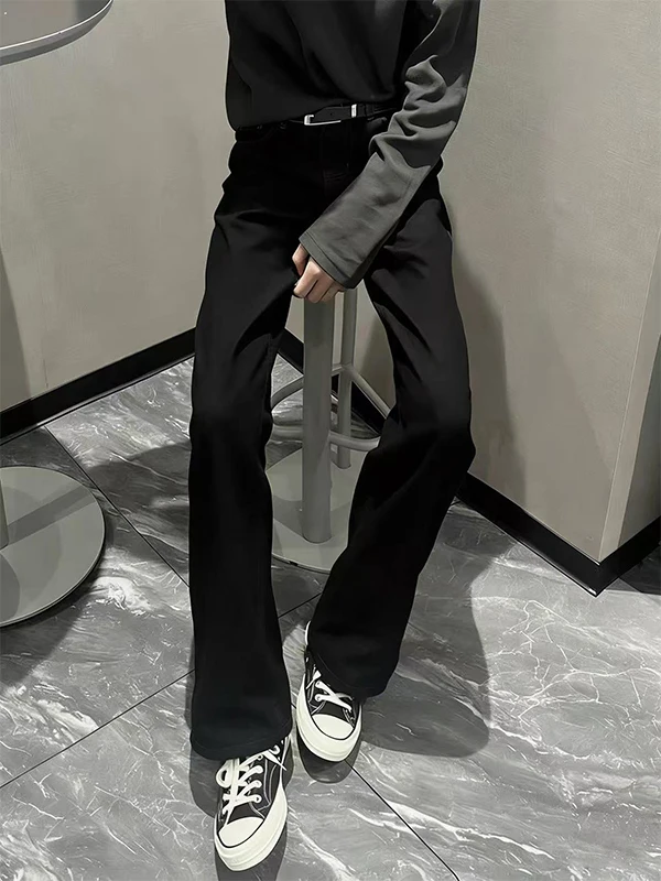 

Bla High Waist Straight Leg Jeans Men's American Vibe Slimming Pants Cleanfit Bell Bot Wear Resistant Spring Youth Jeans