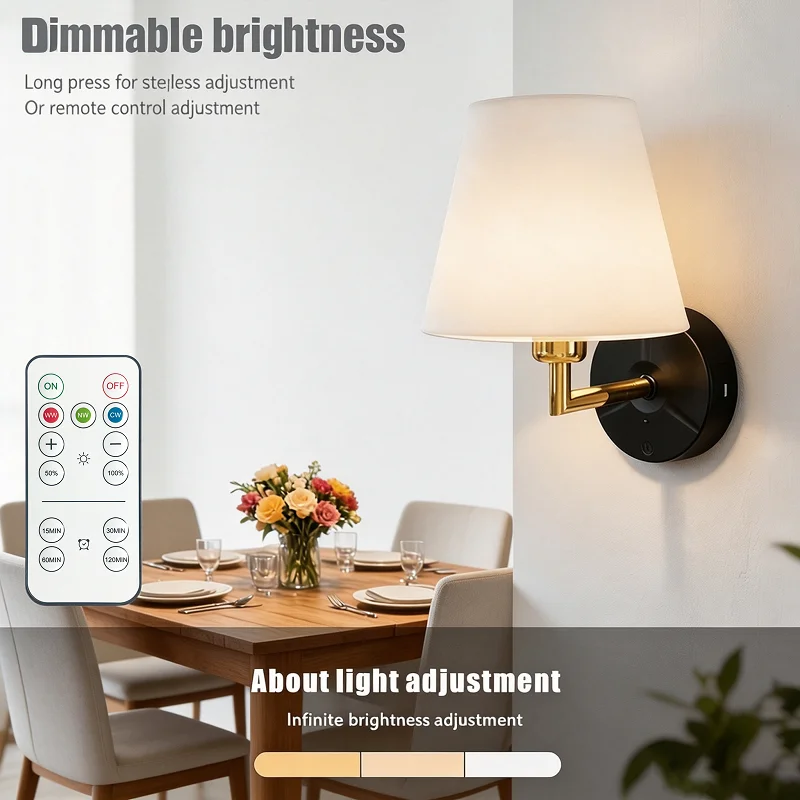 2PCS Wall Lamp Wireless Rechargeable LED Detachable Cordless Design Corridor Stairwell Removable Battery Wall Light for Parlor