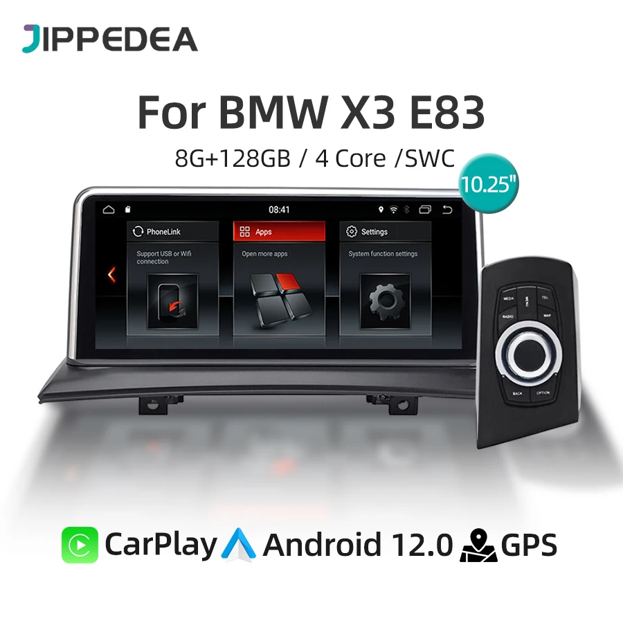 Car Multimedia Player CarPlay Android 12 GPS Navigation 4G WiFi IPS 1920*720 Car Radio For BMW X3 Series E83 iDrive 2006-2010