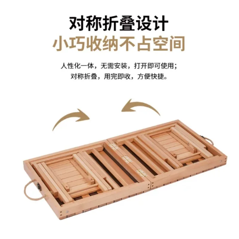 Outdoor Camping Folding Table Picnic Solid Wood Table and Chair Set Portable Table and Chair Integrated