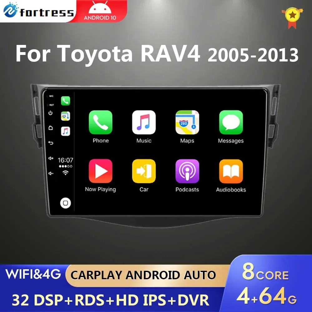 

9 "Android 10.0 Автомобильный радиоприемник для Toyota RAV4 Rav 4 2005-2013 Мультимедийный видеоплеер 2Din DSP Навигация GPS 4G Net WIFI стерео DVD