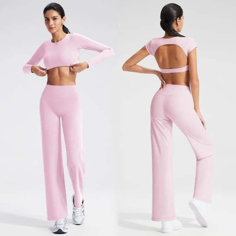 

Women's Backless Yoga Set with Chest Cushion Breathable and Slim Fit Fitness Suit Outdoor Sports Running and Leisure Set