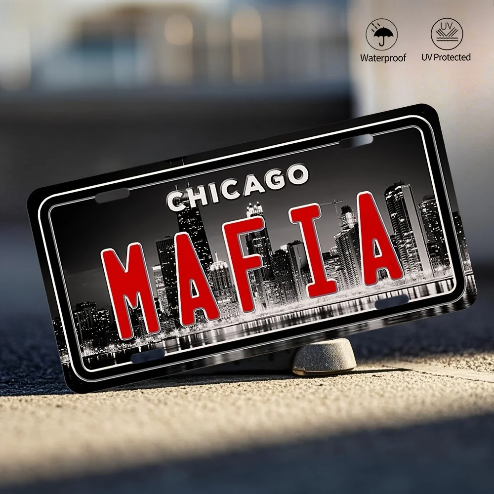 ,  Retro Chicago Metal Wall Sign -  Aluminum Plaque with Bold 