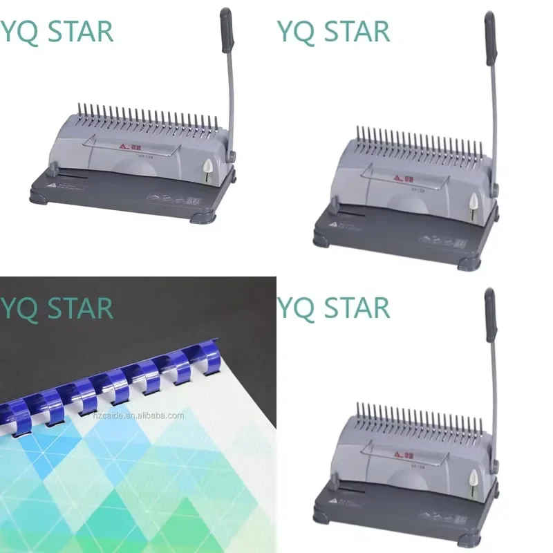 WD-138 Desktop Manual 21 Hole Rubber Ring Binding Machine for Paper Comb Punching and Booklet Binding with Adjustable