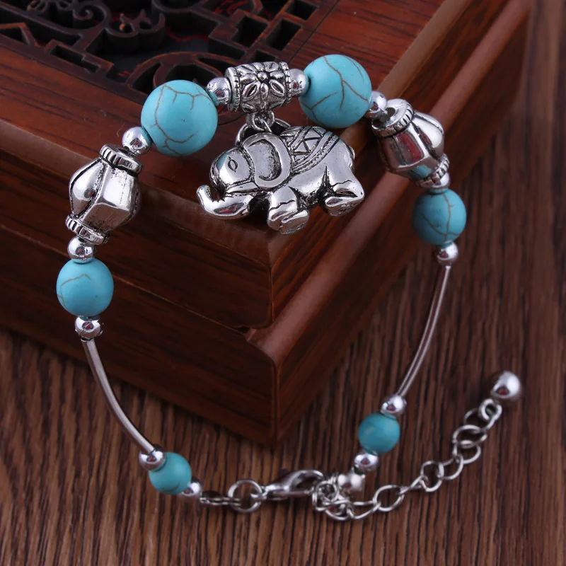 Aihua Tibetan Silber Natur Türkis Stein Perlen Armband & Armreif für Frauen Böhmen ethnische Aussage Schmuck Zubehör – Detail 10