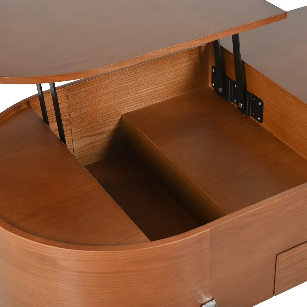 47,2''Lift-Top-Couchtisch mit um 360 Grad drehbarem Tablett mit Marmormuster