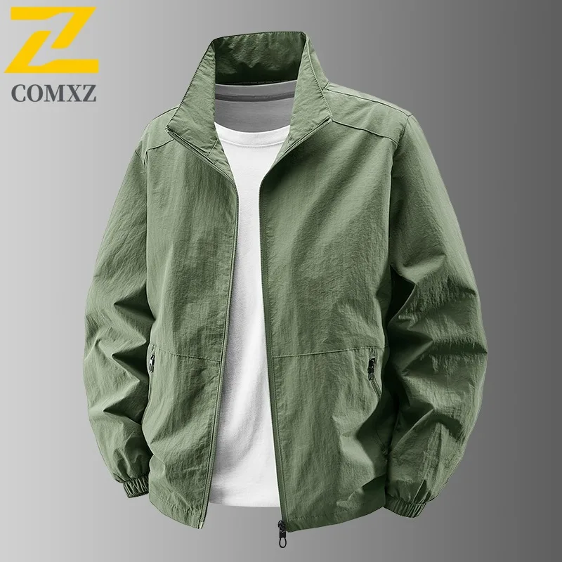 

COMXZ Breathable Windbreaker Coat 2025 Athleisure Outdoor Adventure Cycling Climbing Jacket Stand Collar Chaqueta Men Clothing