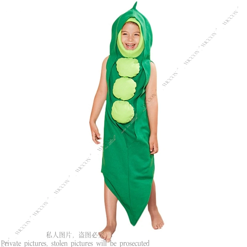 Macacão de ervilha cosplay criança crianças menina menino festa de halloween traje vegetal engraçado bonito role play palco traje verde carnaval