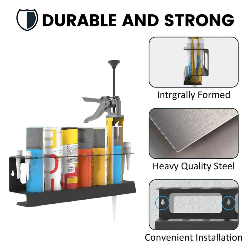 Bandeja de tubo de calafateo, organizador de sellador para garaje, tubos de espacio de trabajo, estante montado en la pared, ahorro de espacio para boquilla de calafateo de taller