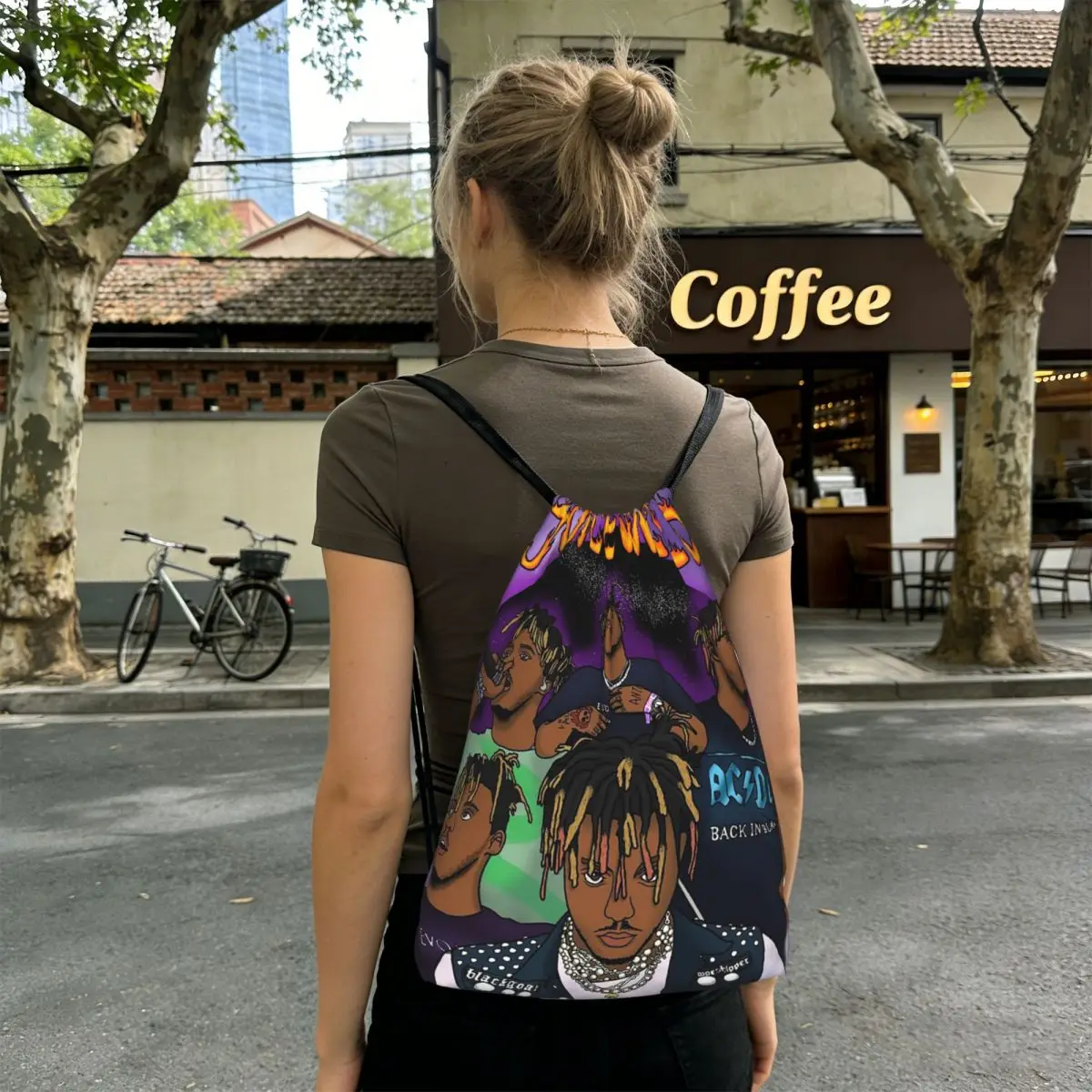 Juice Music Wrld The Party Never Ends Backpacks Casual Drawstring Bags Storage Bag Book Bags for Travel School