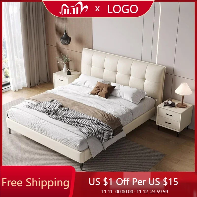 

Deluxe Luxury Teenage Beds Leather Nightstands Leather Storage Beds Headboards Sleeping Testiera Letto Matrimoniale Decorations