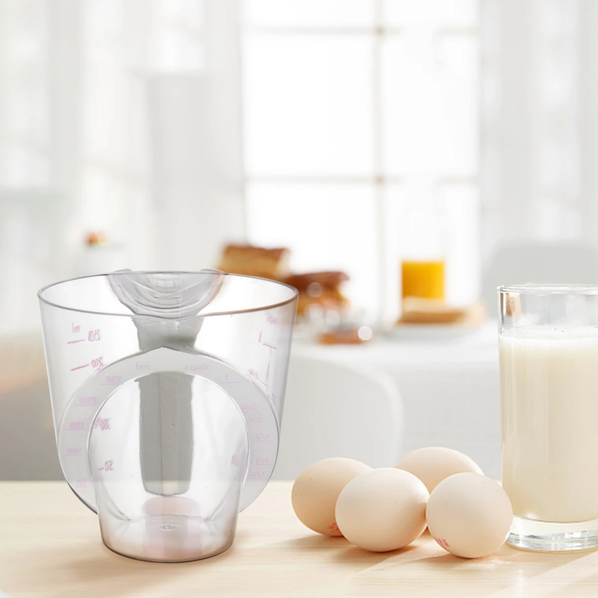 

1pc Transparent Plastic Measuring Cup with Clear Scale Markings Non-Stick Liquid Jug Water Container for Kitchen Baking Home