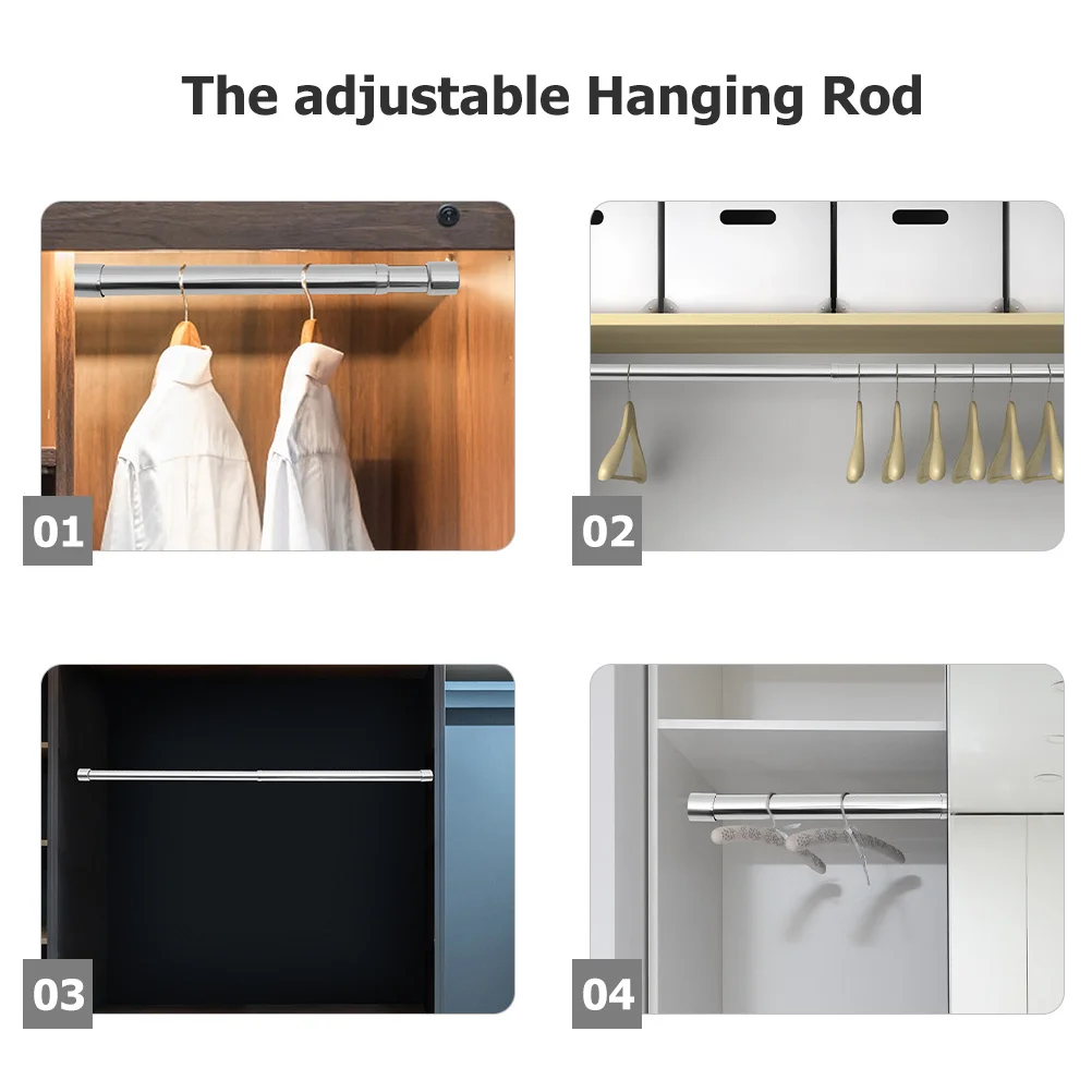 

2Pcs Stainless Steel Telescopic Pole Clothes Drying Rod Adjustable Shower Curtain Rod Punch Free Wall Protection
