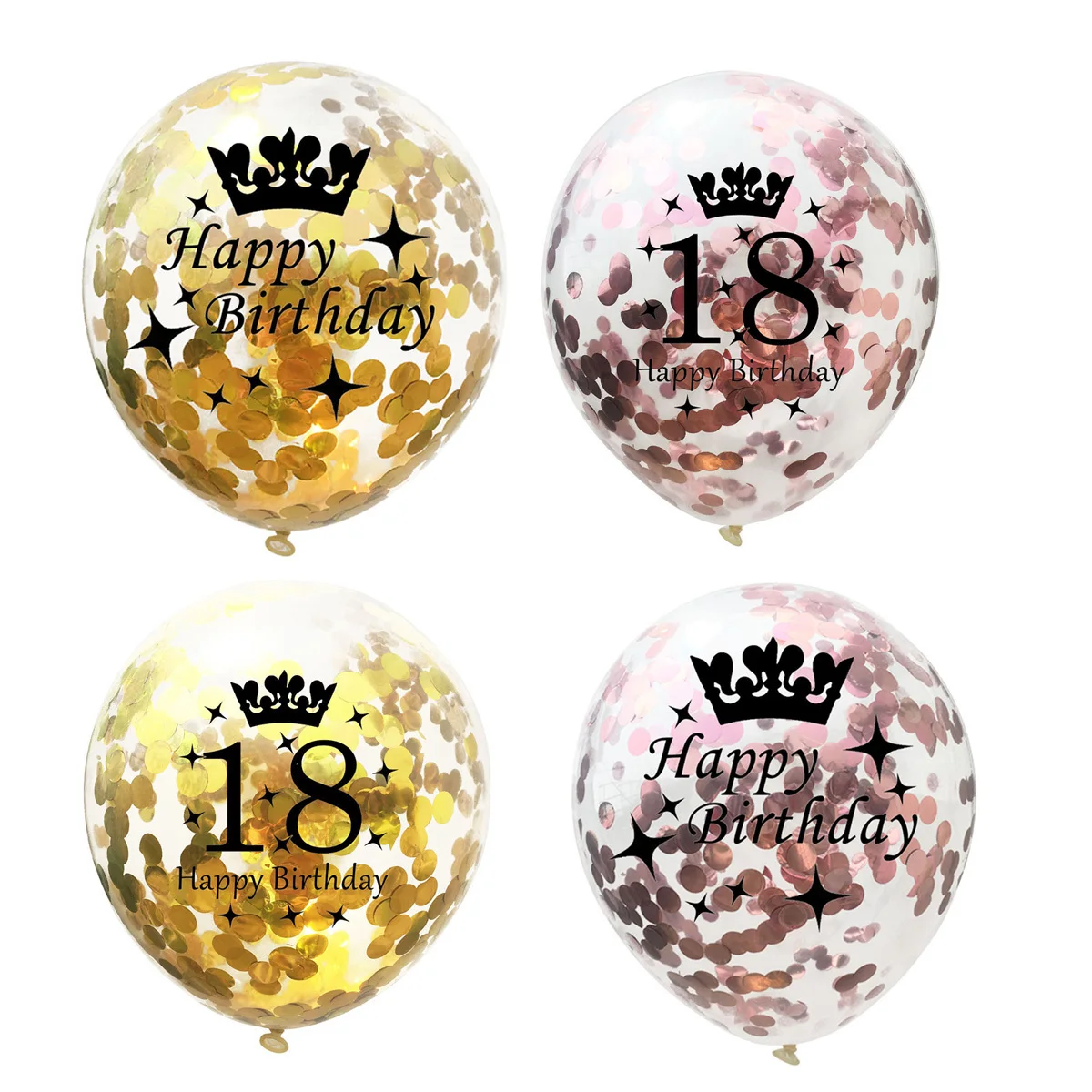 

20Pcs 18Th Birthday Confetti Balloons Transparent Latex 12Inch Party Decorations Rose Gold Crown 18 Birthday Decorations
