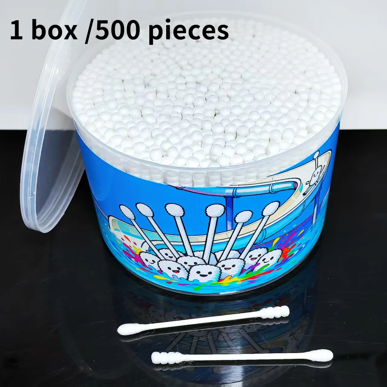 500 Stück Wattestäbchen mit Wasserrutschenelement, kreative Wattestäbchen, doppelköpfige Detailreinigungs-Wattestäbchen, doppelköpfige Wattestäbchen für Erwachsene