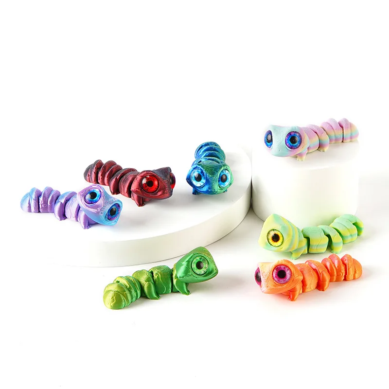 3D Printing Big Eyes Gecko Figures Model Multi-joint Movable Simulation Eyes For Home Accessories Room Decoration Crafts Gift